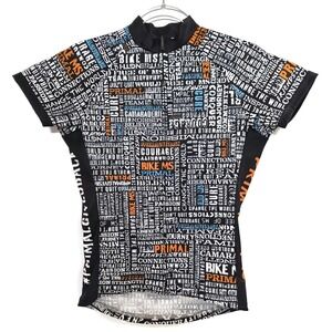 Primal‎ Bike MS Cycling Jersey Womens Small Black White Text Half Zip Graphic